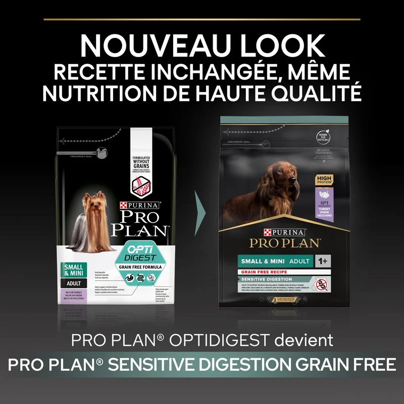 Pro Plan Sensitive Digestion No Grain Small & Mini Adult à la dinde - croquettes chien