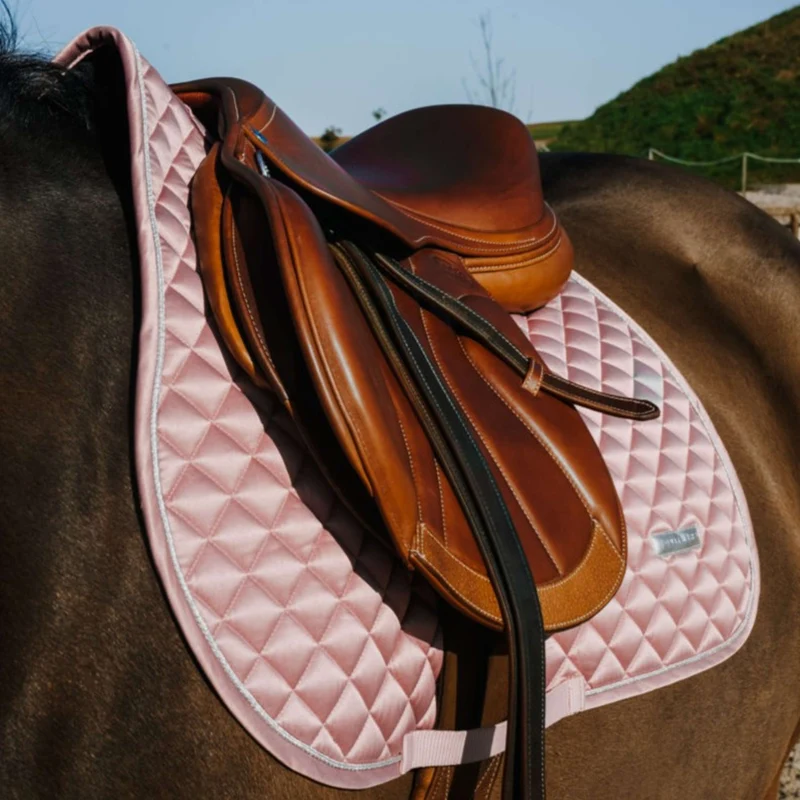 EQUITHÈME Tapis de Selle Nacre de Saut Rose