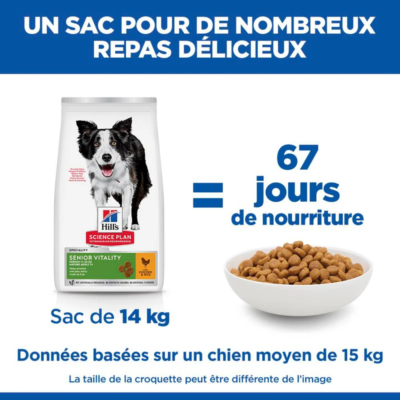 Hill's Science Plan Senior Vitality Medium Mature Adult 7+ au poulet - croquettes chien