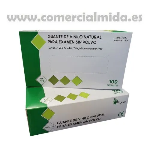 100 gants jetables en vinyle naturel sans poudre MAX GLOVES