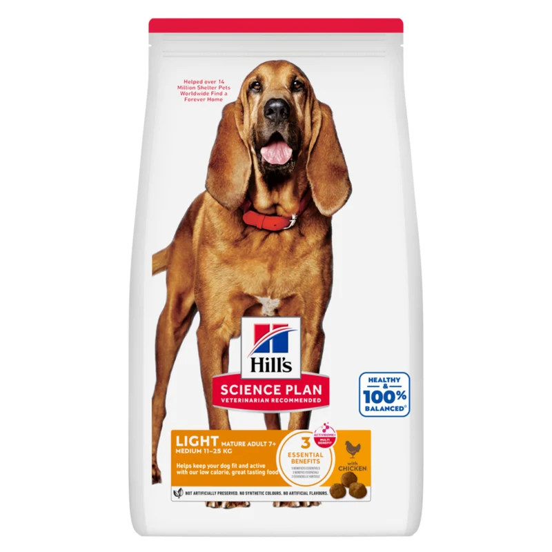 Hill's Science Plan Light Medium Mature Adult 7+ au poulet - croquettes chien