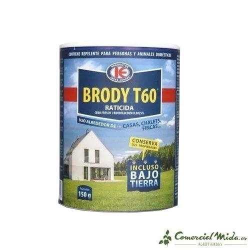 Appât frais BRODY T60 contre les rongeurs des champs, les souris et les rats (Brodifacoum)