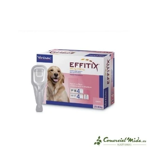 Pipettes VIRBAC EFFITIX L pour Grands Chiens de 20 à 40 kg - Fipronil et Perméthrine (4 ou 24 unités)