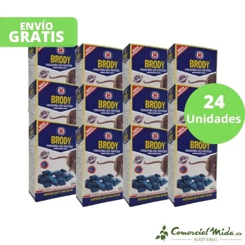 Rodenticide BRODY BLOCS D'OVULES DE PARAFFINE pour tuer les rats et les souris (Brodifacoum)