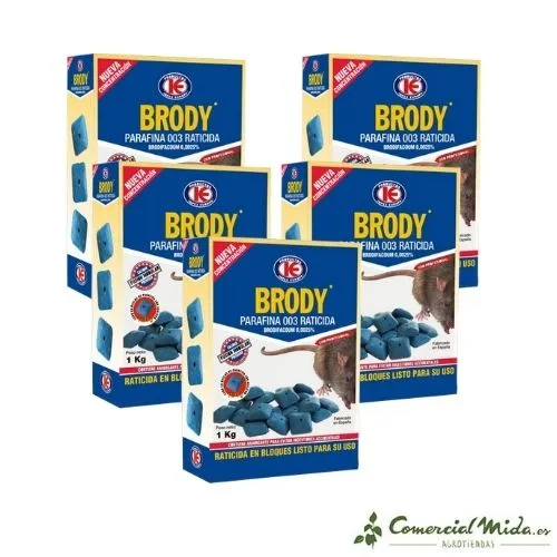 Rodenticide BRODY BLOCS D'OVULES DE PARAFFINE pour tuer les rats et les souris (Brodifacoum)