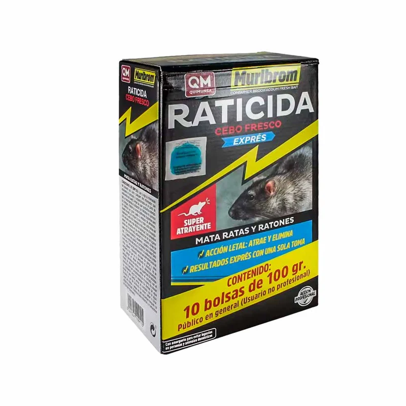 Raticide MURIBROM EXPRESS FRESH BAIT, tue rats et souris (Brodifacoum)