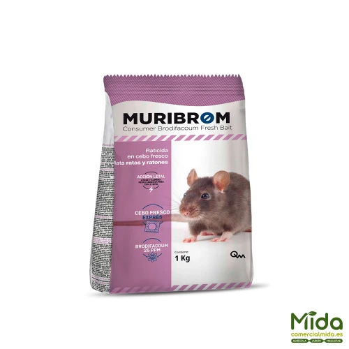 Raticide MURIBROM EXPRESS FRESH BAIT, tue rats et souris (Brodifacoum)