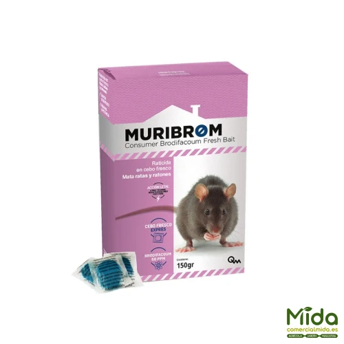 Raticide MURIBROM EXPRESS FRESH BAIT, tue rats et souris (Brodifacoum)