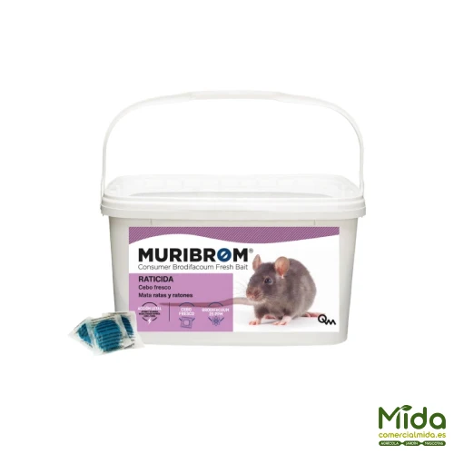 Raticide MURIBROM EXPRESS FRESH BAIT, tue rats et souris (Brodifacoum)