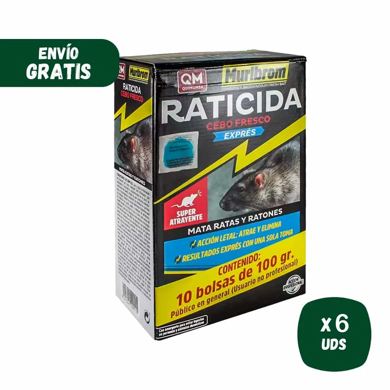Raticide MURIBROM EXPRESS FRESH BAIT, tue rats et souris (Brodifacoum)