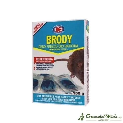 Rodenticide BRODY FRESH BAIT pour tuer les rats et les souris (Brodifacoum)
