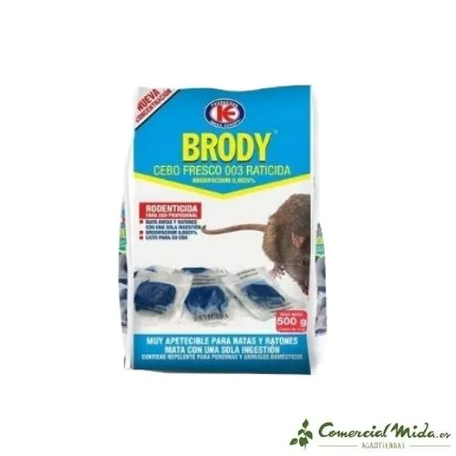 Rodenticide BRODY FRESH BAIT pour tuer les rats et les souris (Brodifacoum)