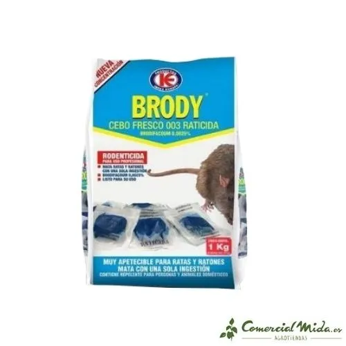 Rodenticide BRODY FRESH BAIT pour tuer les rats et les souris (Brodifacoum)