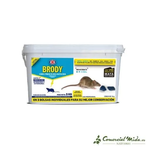 Rodenticide BRODY FRESH BAIT pour tuer les rats et les souris (Brodifacoum)