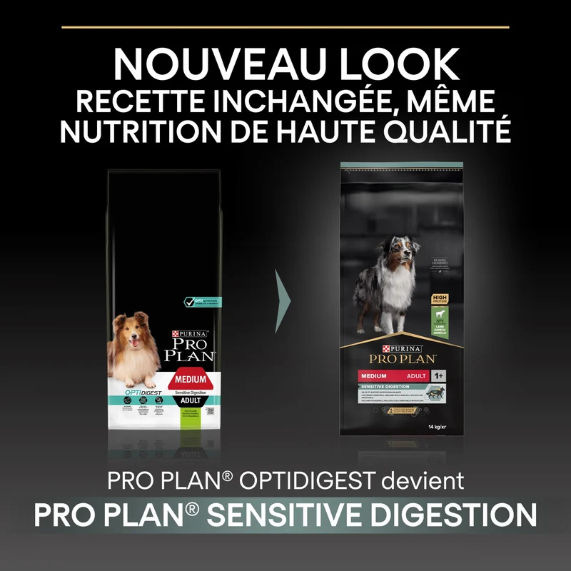 Pro Plan Sensitive Digestion Medium Adult à l'agneau - croquettes chien