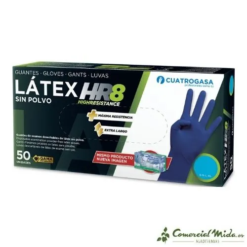 Gants CUATROGASA LATEX HR8 Non Poudrés Haute Protection