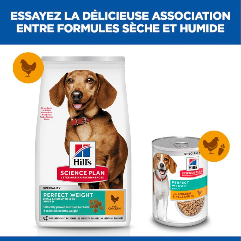 Hill's Science Plan Perfect Weight Small & Mini Adult au poulet - croquettes chien