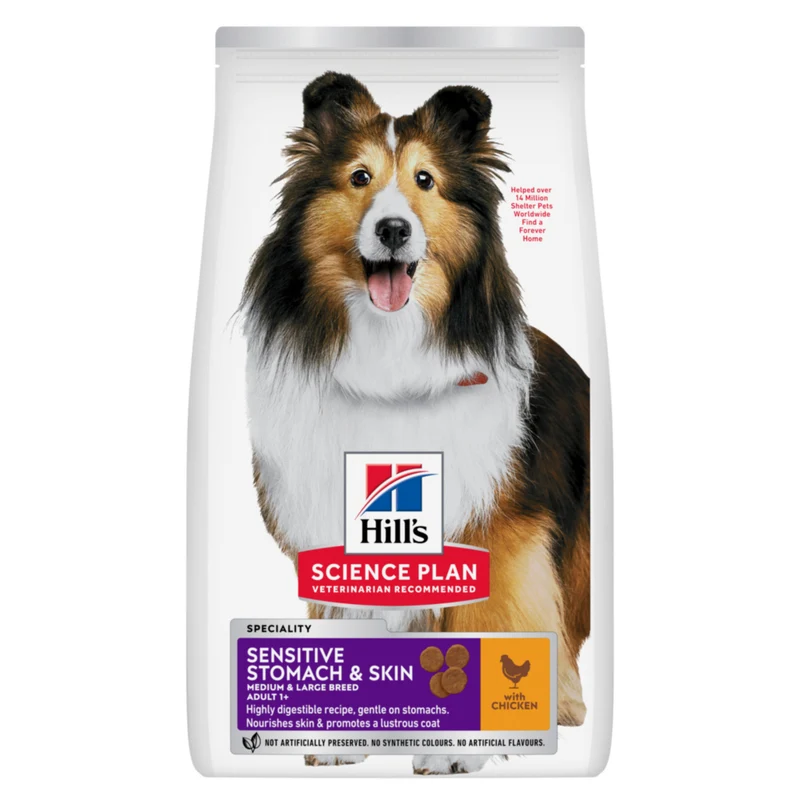 Hill's Science Plan Sensitive Stomach & Skin Medium & Large Adult au poulet - croquettes chien