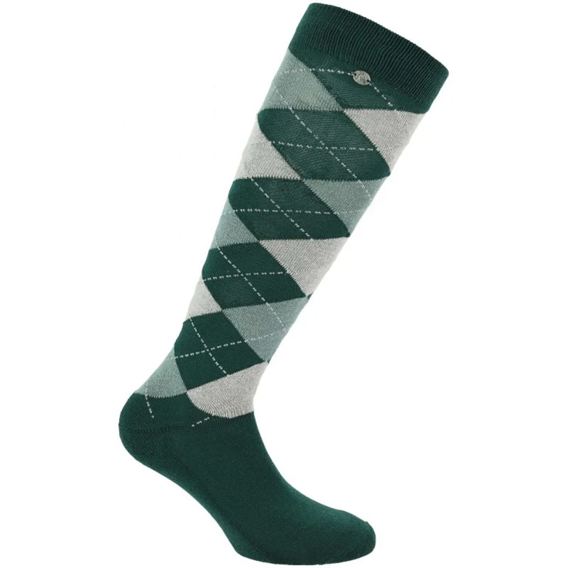 EQUITHÈME Chaussettes Argyle Kaki/Grey