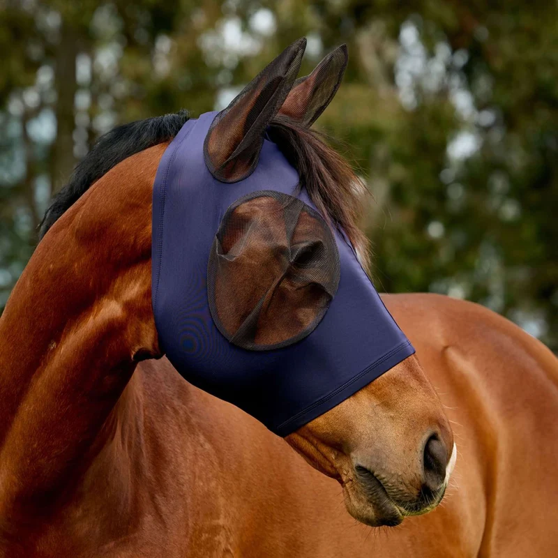WeatherBeeta Masque Anti-Mouches ComFiTec Deluxe Stretch avec Oreilles Marin/Noir