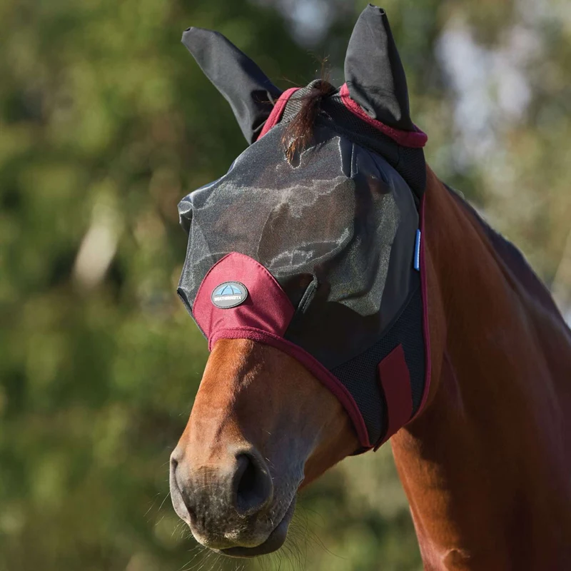 WeatherBeeta Masque Anti-Mouches ComFiTec Fine avec Oreilles Black/Burgundy