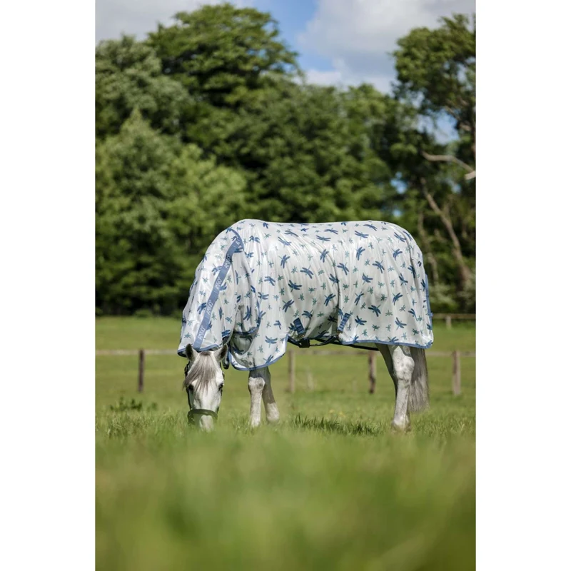 Amigo Couverture Anti-Mouches Integrated Dragonfly Print/Silver/Blue/Sage