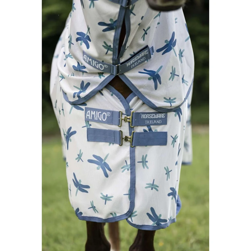 Amigo Couverture Anti-Mouches Plus Pony Dragonfly Print/Silver/Blue/Sage