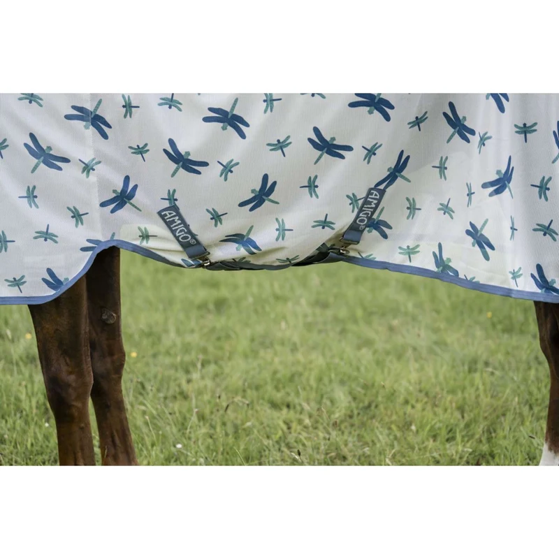 Amigo Couverture Anti-Mouches Dragonfly Print/Silver/Blue/Sage