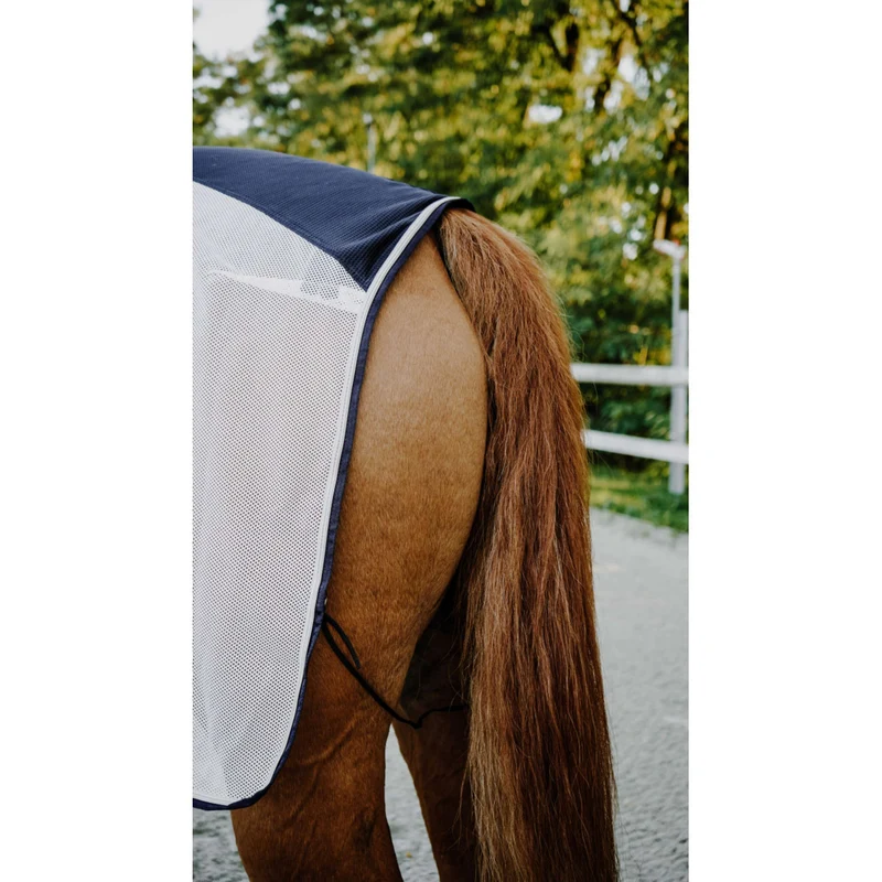 EQUITHÈME Couvre-reins Flycool square Marine/Blanc