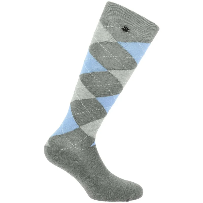 EQUITHÈME Chaussettes Argyle Gris clair/Bleu Ciel