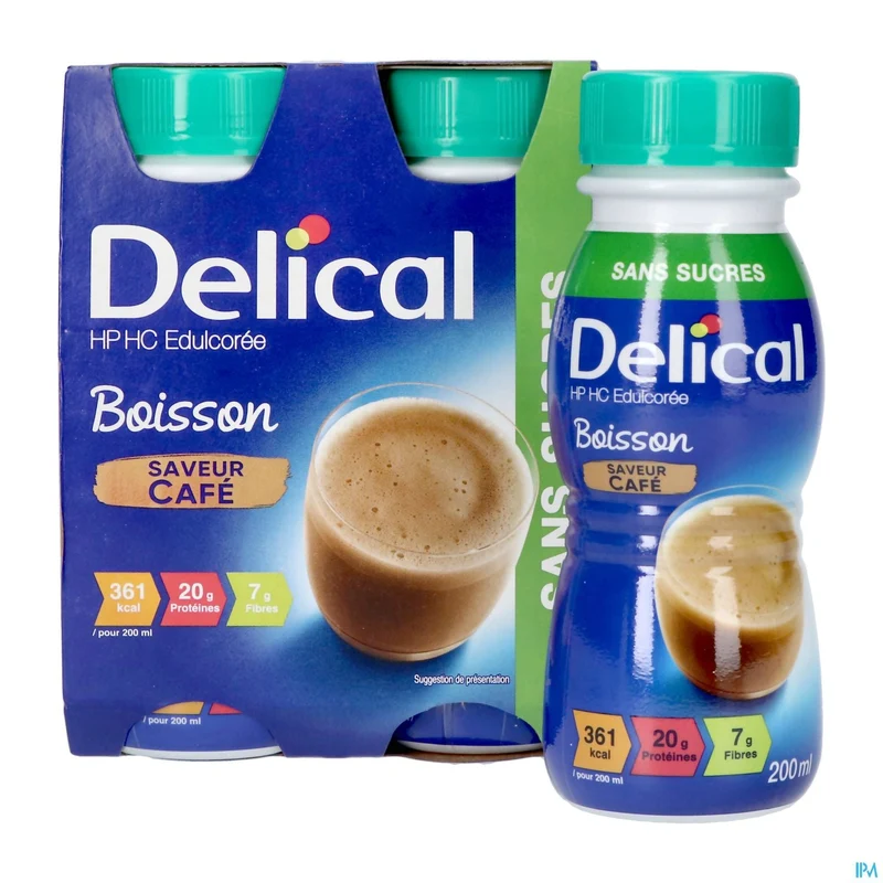 Delical Melkdrank Z/suiker Koffie 4x200ml