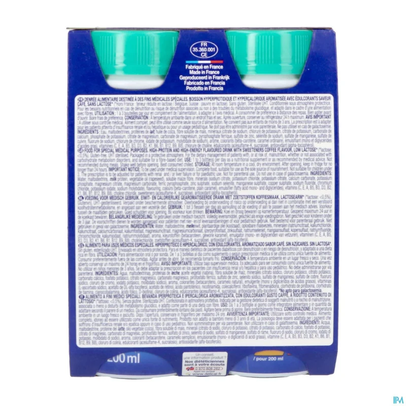 Delical Melkdrank Z/suiker Koffie 4x200ml