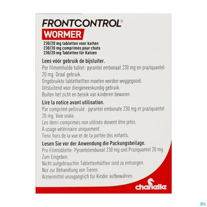 Frontcontrol Wormer 230mg/20mg | 2 tabletten | Ontwormingsmiddel Kat