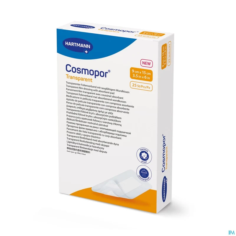 Cosmopor Transparent | 25 steriele wondverbanden 9x15cm | Wondzorg