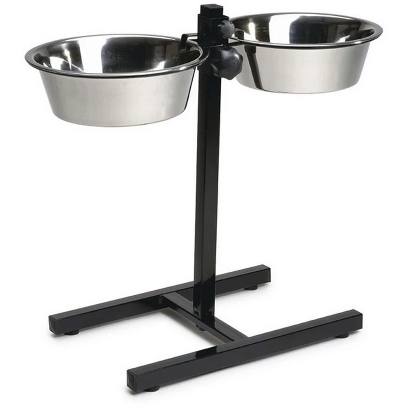 Beeztees Porte-Écuelle pour 2 Gamelles en Acier Inoxydable Noir