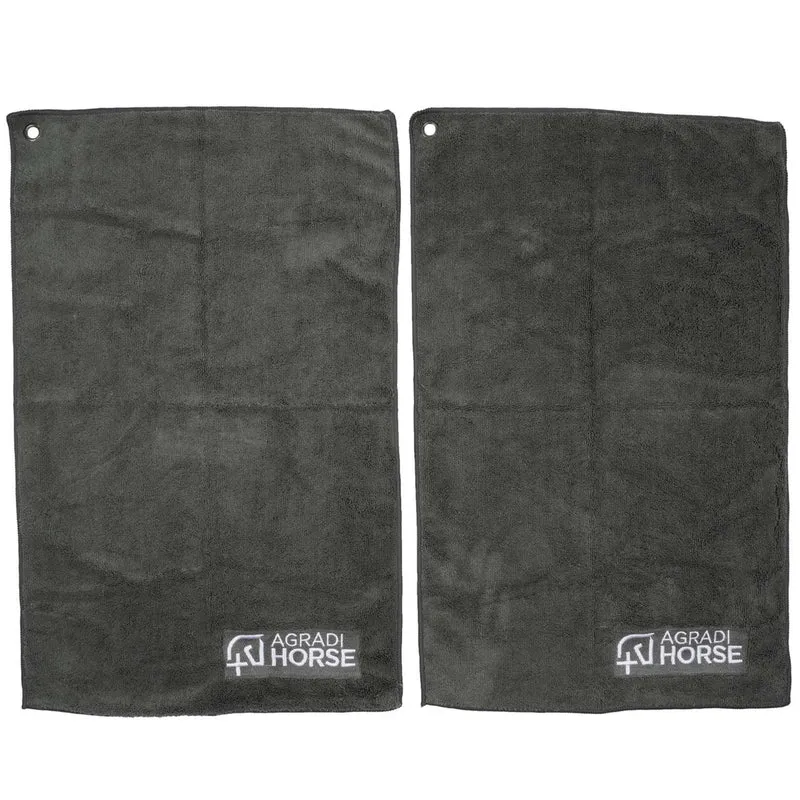 Agradi Horse Serviette Microfibre par paire Gris