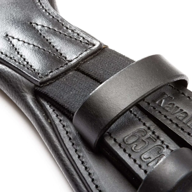 Kavalkade Sangle de Dressage Casper Oiled Leather avec Élastique Noir