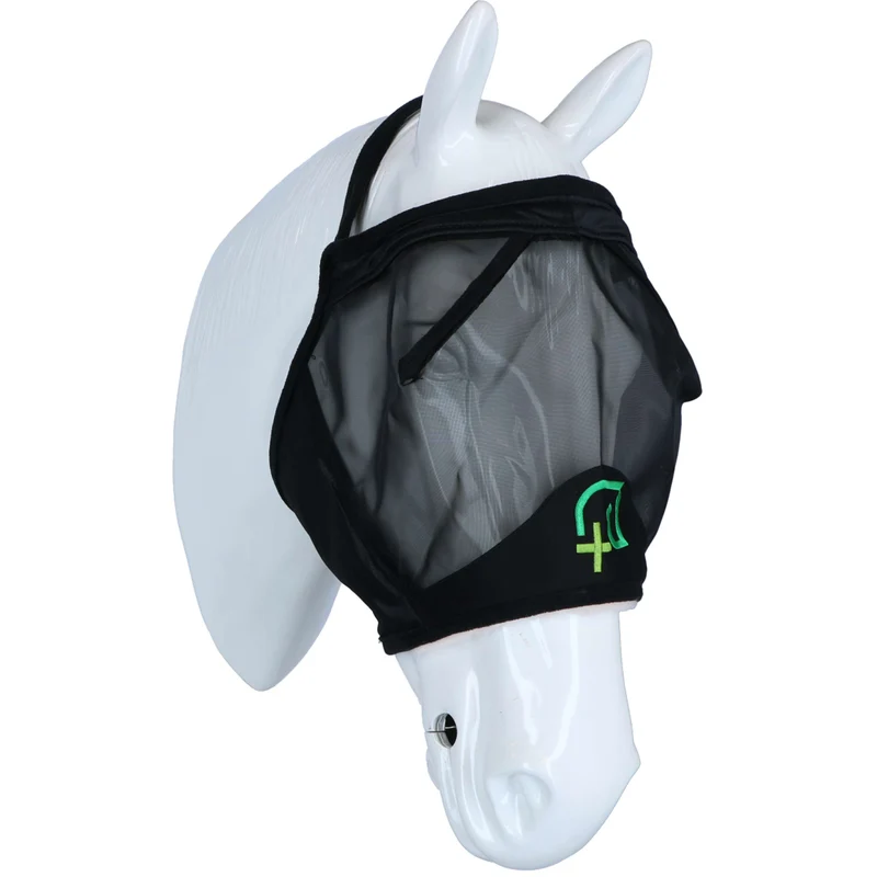 Agradi Horse Masque Anti-Mouches Fine Mesh sans Oreilles Noir