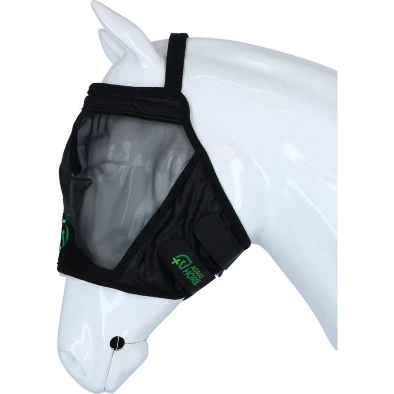 Agradi Horse Masque Anti-Mouches Fine Mesh sans Oreilles Noir