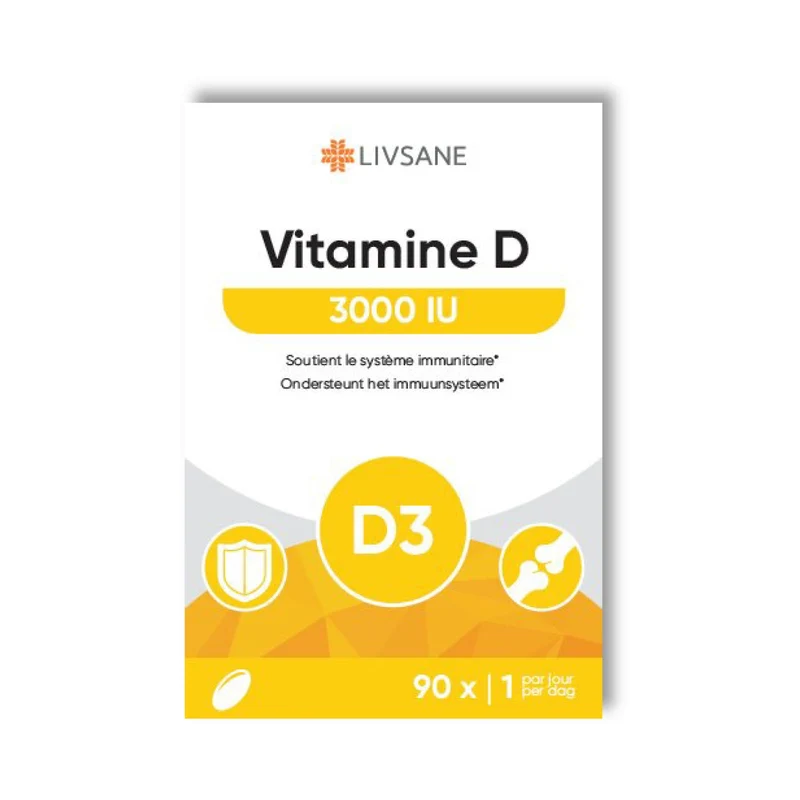 LIVSANE Vitamine D3 3000IU - 90 Softcaps voor Sterke Botten & Weerstand