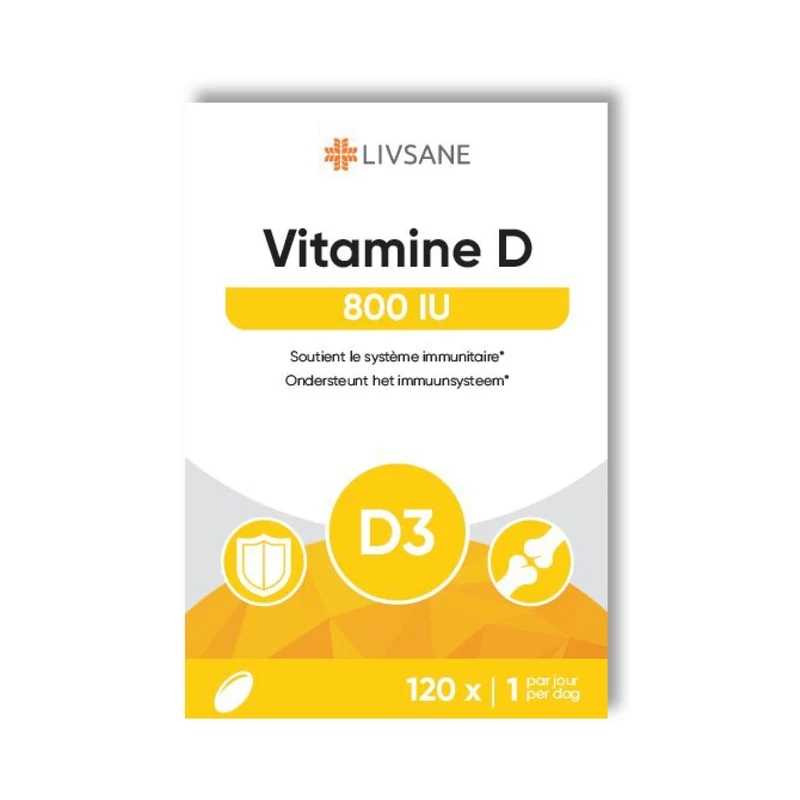LIVSANE Vitamine D3 800IU - 120 Softcaps voor Sterke Botten en Spieren