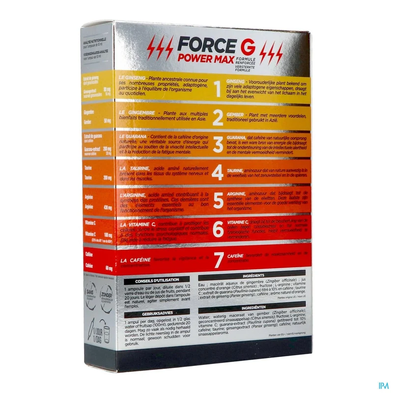 Vitavea Force G Power Max | 20 ampullen | Energiesupplement