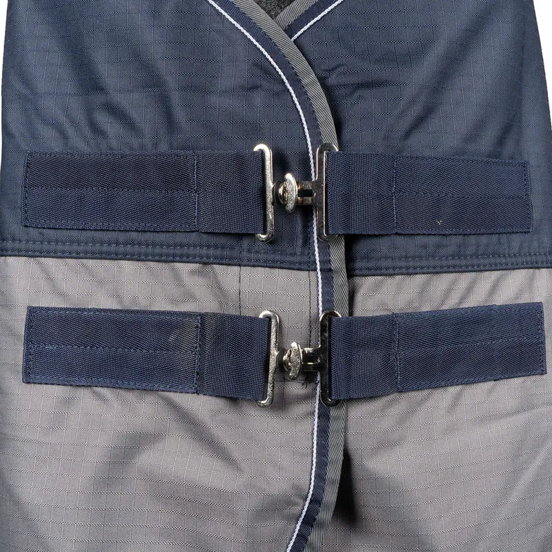 EQUITHÈME Couverture d'Extérieur Tyrex 600 D Fleece 0g Polaire Bleu Marine/Gris