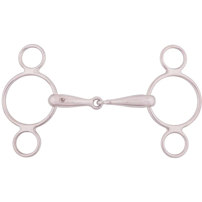 BR Mors de Filet Caoutchouc 3 Anneaux Massif 18mm Acier inoxydable