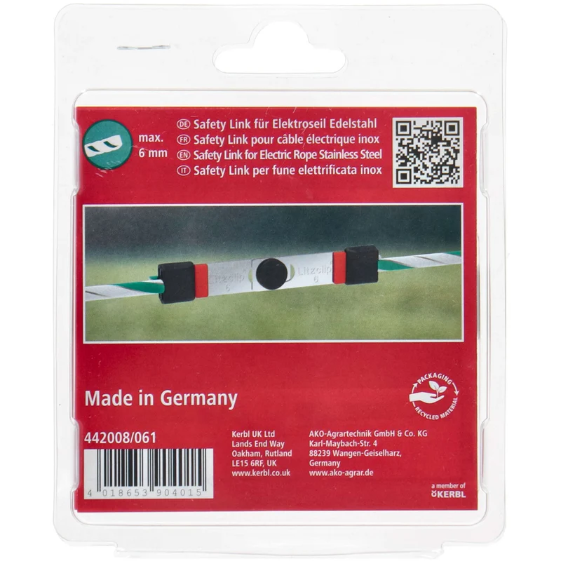 Kerbl Safety Link pour câble électrique Litzclip® 6 Pièces