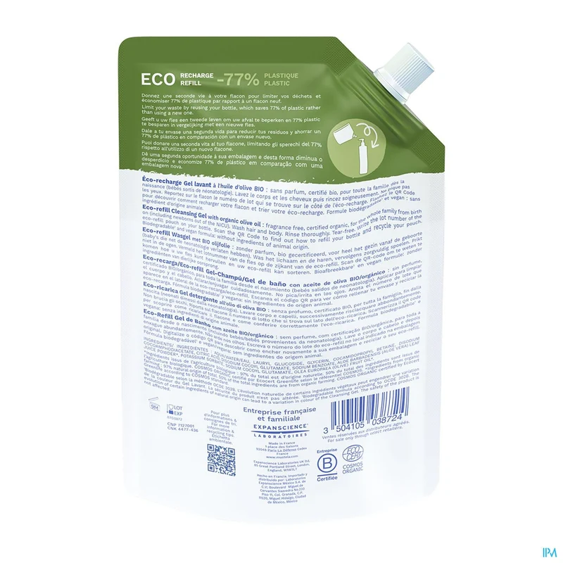 Mustela eco-refill BIO wasgel - familie 400 ml