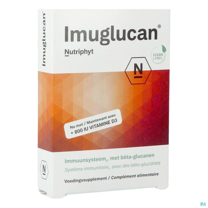 Nutriphyt Imuglucan + Vit D3 800 IU Caps - Immuunsysteem Versterker met Vitamine D3