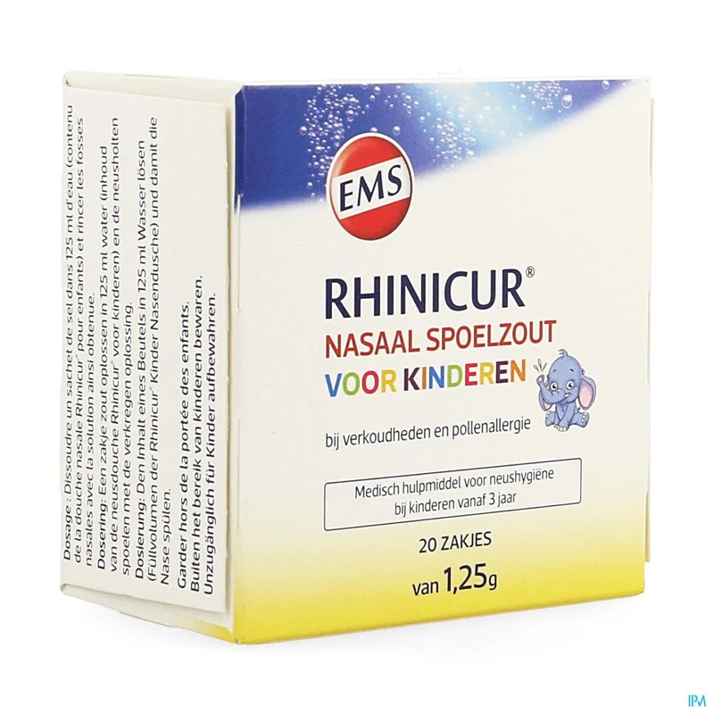 Rhinicur Neusspoelzout Kinderen | 20 sachets 1,25g | Neusreiniging