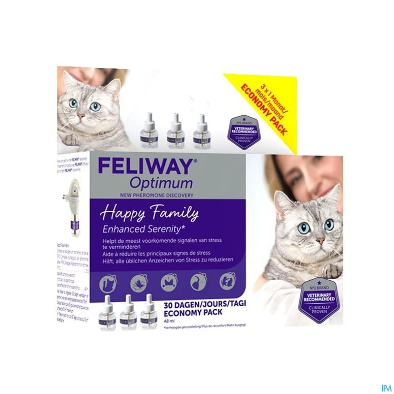Feliway Optimum | 3x48ml Navulling | Stressvermindering Katten