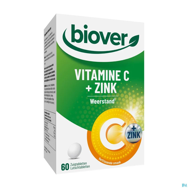 Biover Vitamine C + Zink Comp 60 - Immuunsysteem Boost Zuigtabletten